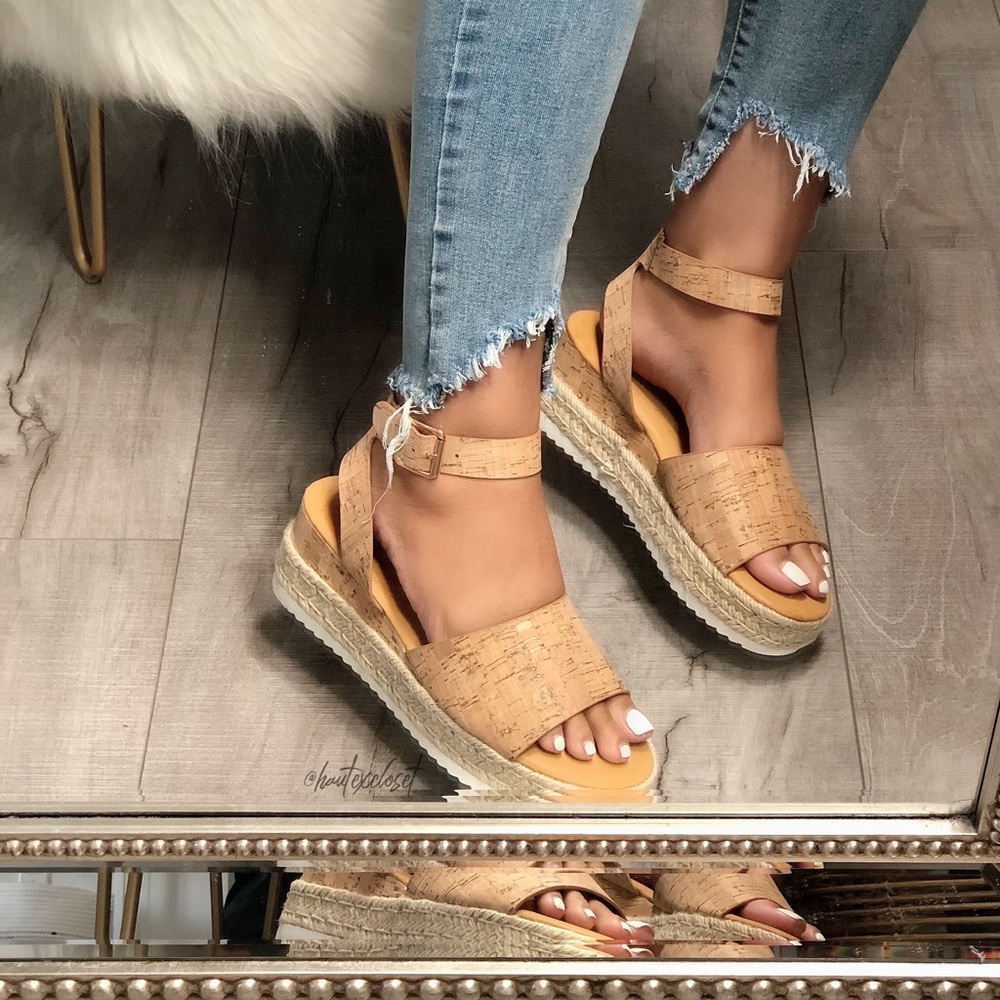 Cork Strap Wedge Platform Sandals - Picture 3 of 4